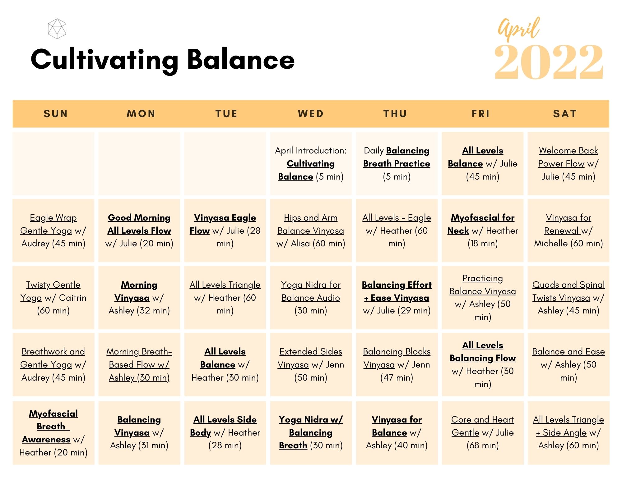 April 2022: Cultivating Balance Calendar